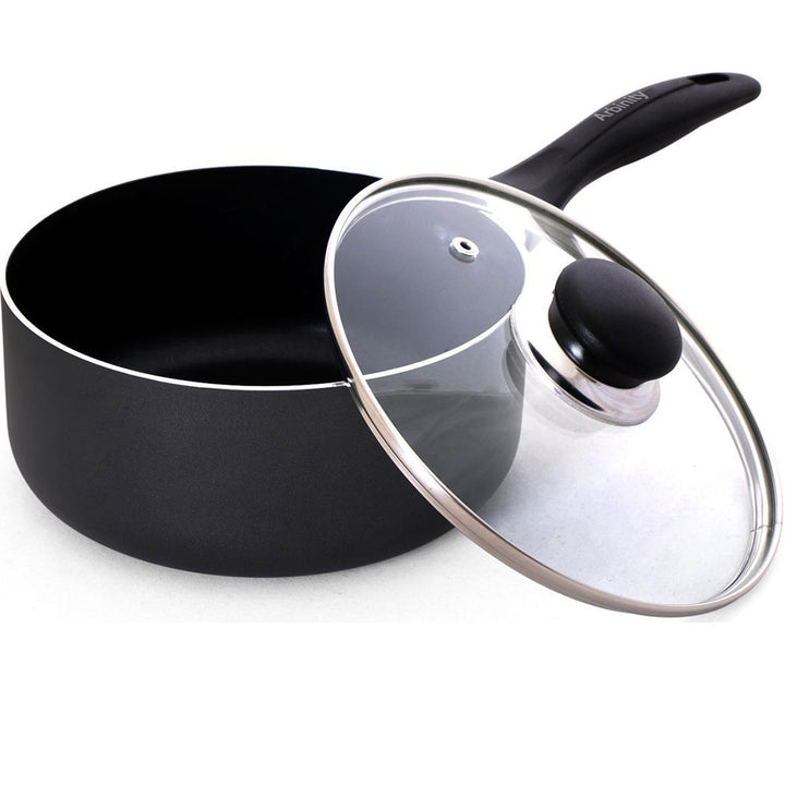 Arbinity Saucepan with Glass Lid & Black Bakelite Handle (18 x 9 cm / 2 Quart)