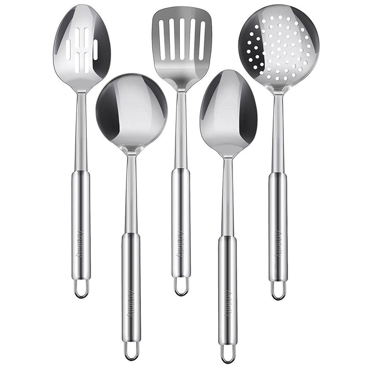 Arbinity Stainless Steel Cooking Spoon Set - 5 Pieces