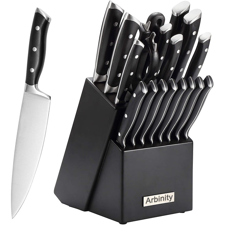 Arbinity 19 Piece Kitchen cooking Knife Set of Chef Knives with block