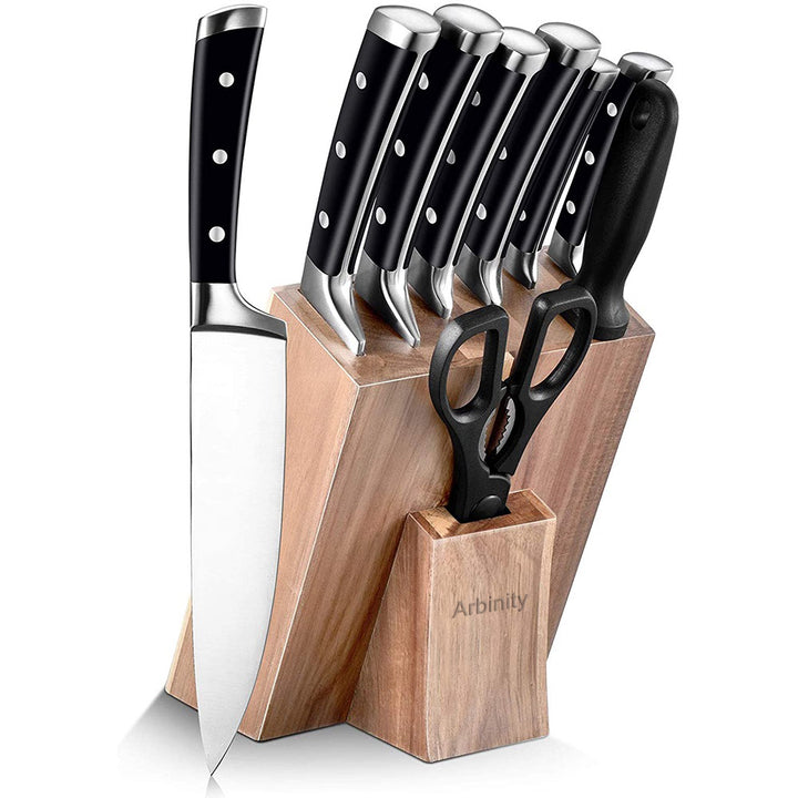 Arbinity Stainless Steel kitchen chef knife set with Wooden block