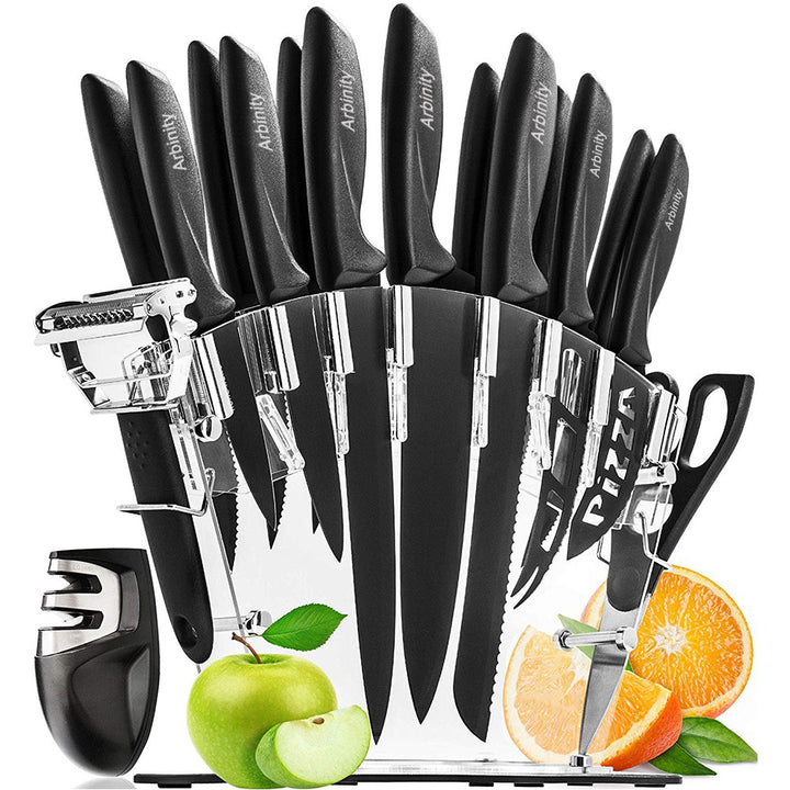 Arbinity 17 Piece High Quality Carbon Stainless Steel Kitchen Knife Set with with Block