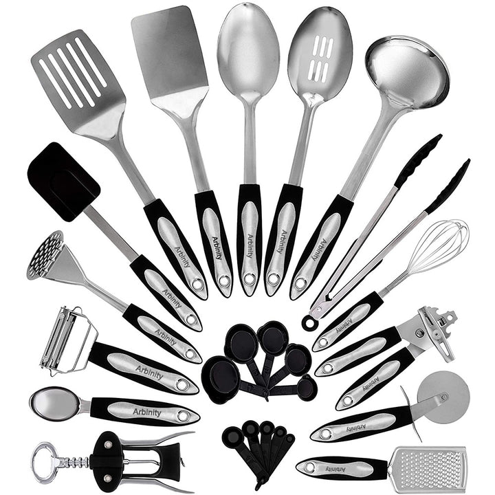 Arbinity 25-piece stainless steel cooking utensils set of kitchen accessories tools