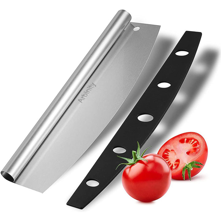 Arbinity Pizza Tools Sharp Stainless Steel 14 Inch Pizza Cutter Rocker Round Handle