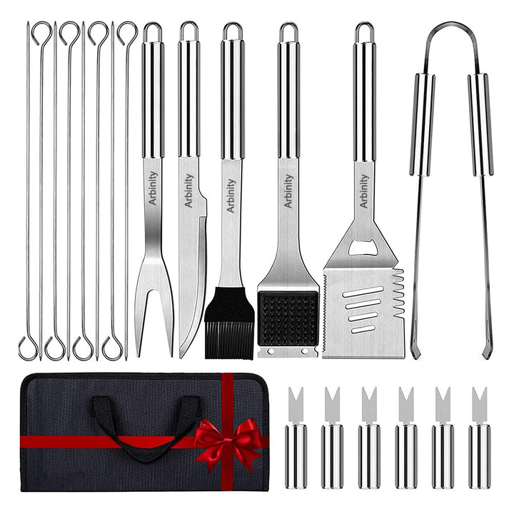 Arbinity Camping Outdoor Kitchen Stainless Steel Grilling Accessories Set Barbeque Durable BBQ Grill Utensil Tools Kit