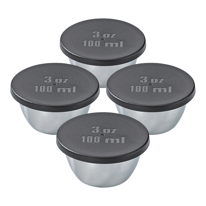 Arbinity Spice Bowls, set of 4 stainless steel with plastic lids