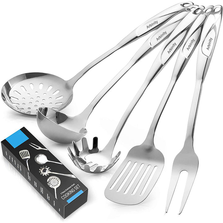 Arbinity 5 Piece Stainless Steel Cooking Utensil Set