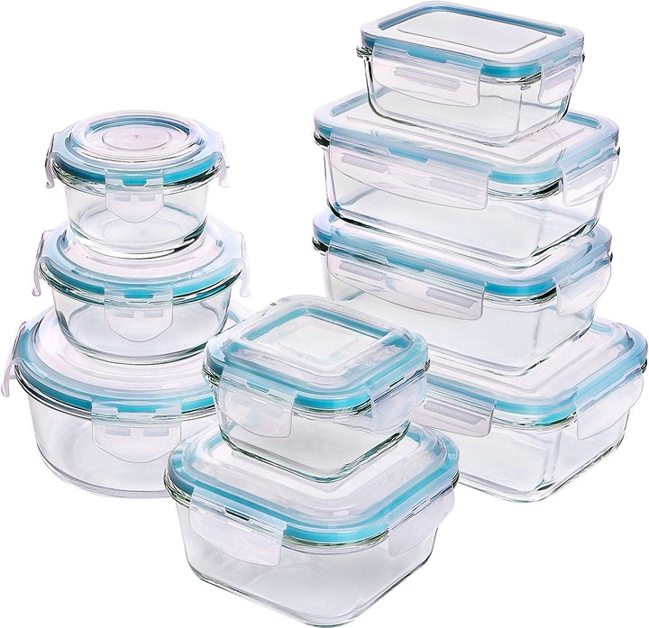 Arbinity Glass Food Storage Container Set - 18 Pieces