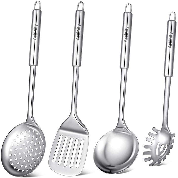 Arbinity 4 Pieces Kitchen Utensil Set Stainless Steel Cooking Non-Stick Tool Server Cookware Set